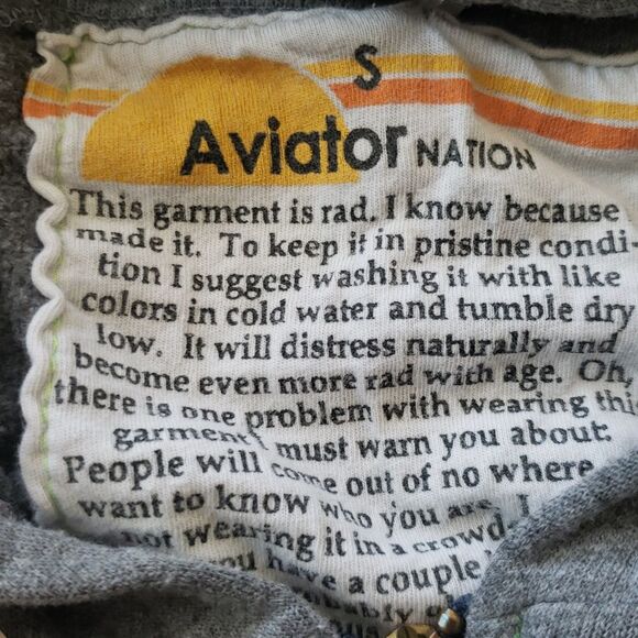 Aviator Nation Gray Rainbow Chic Edgy Feminine Y2K Full-Zip Hoodie Size Small - Picture 4 of 7